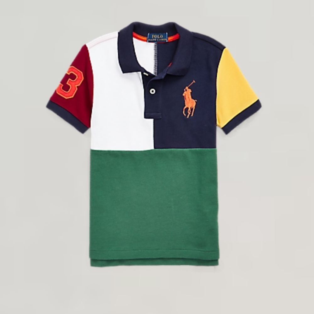 Polo Ralph Lauren Big Polo Color Block Cotton Polo Shirt Size 6